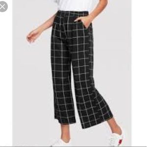 Black Grid Stretchy Pants